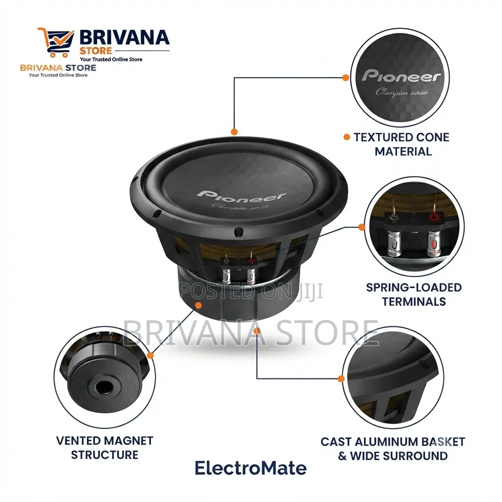 Pioneer 1500W 12-Inch Bass Subwoofer – Powerful Deep Bass