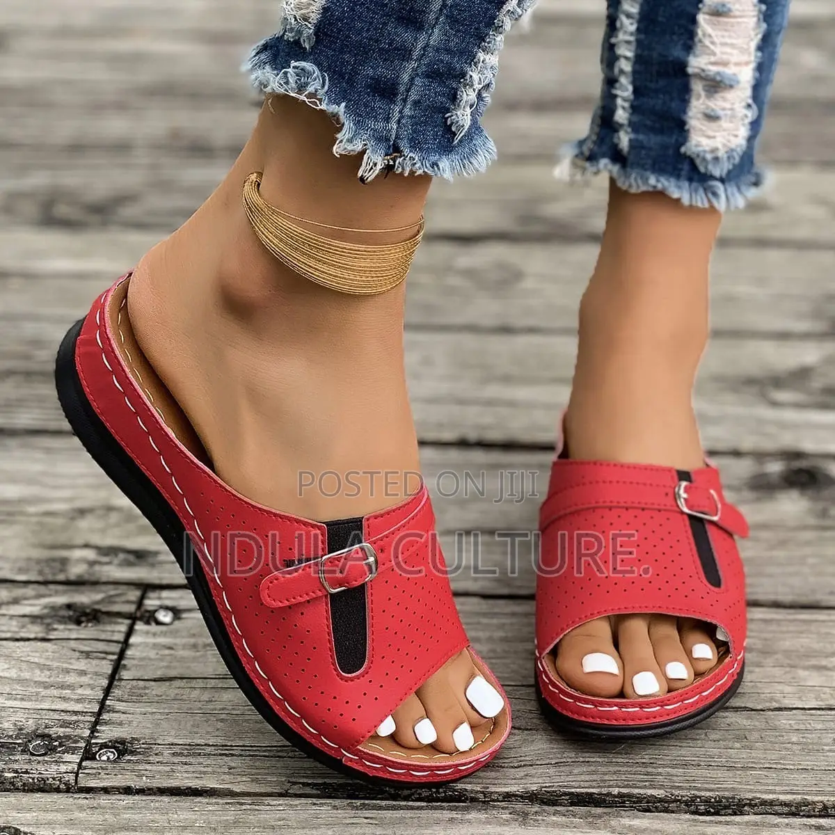 Perforated Orthopedic Wedge Slide Sandals