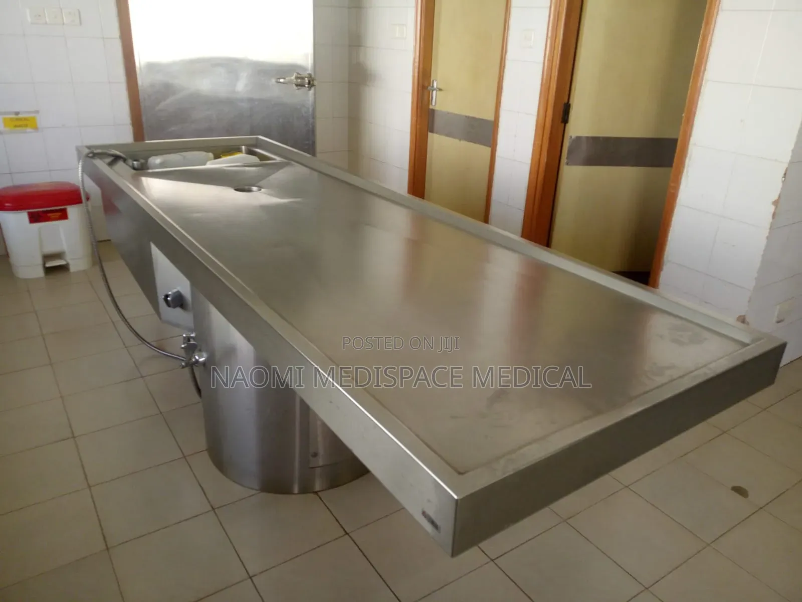 Locally Made Autopsy Table With a Tound Base(Stainless Steel)
