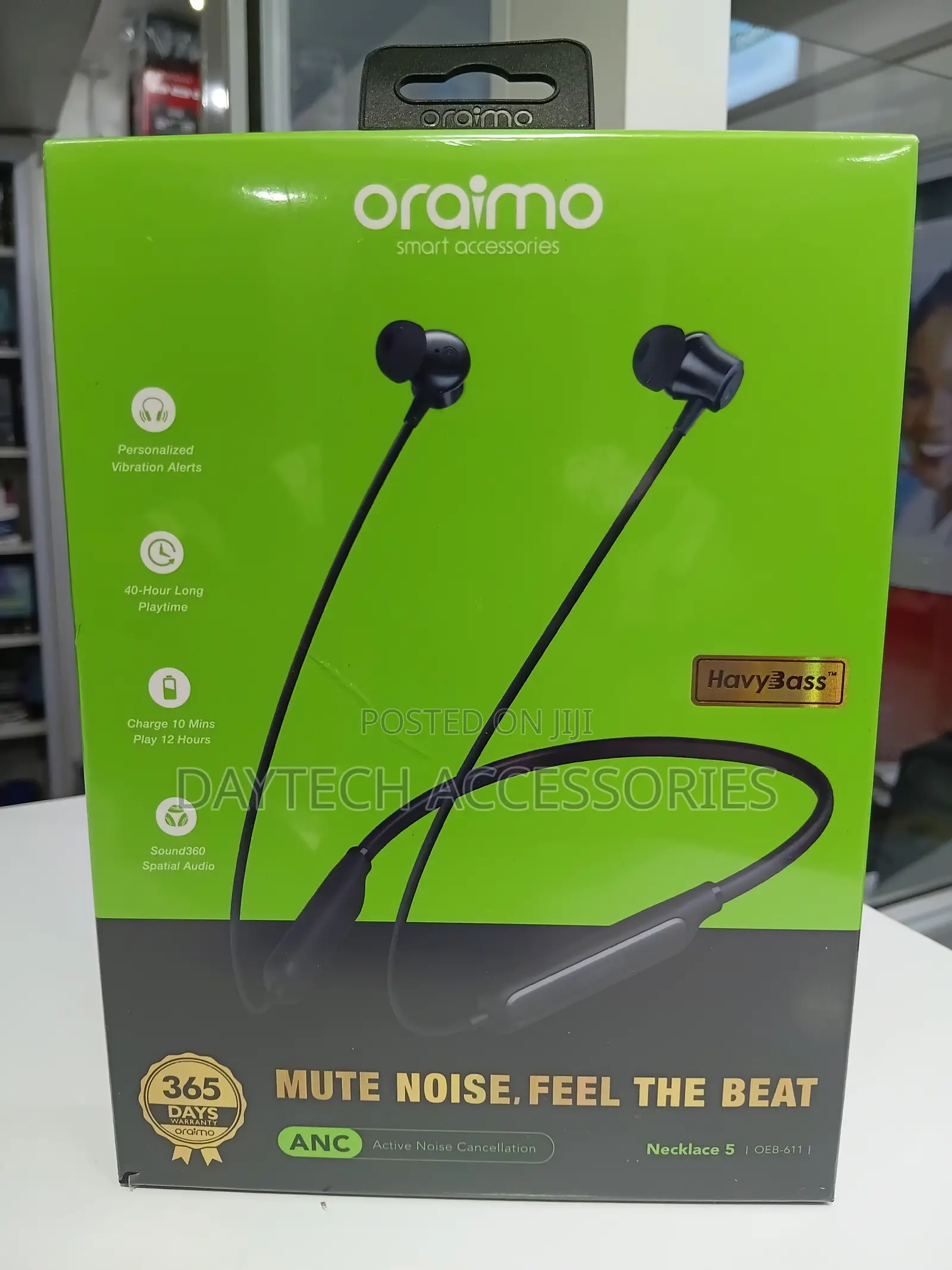 Oraimo Necklace 5 30dB Noise Cancellation Call Vibration Earphones