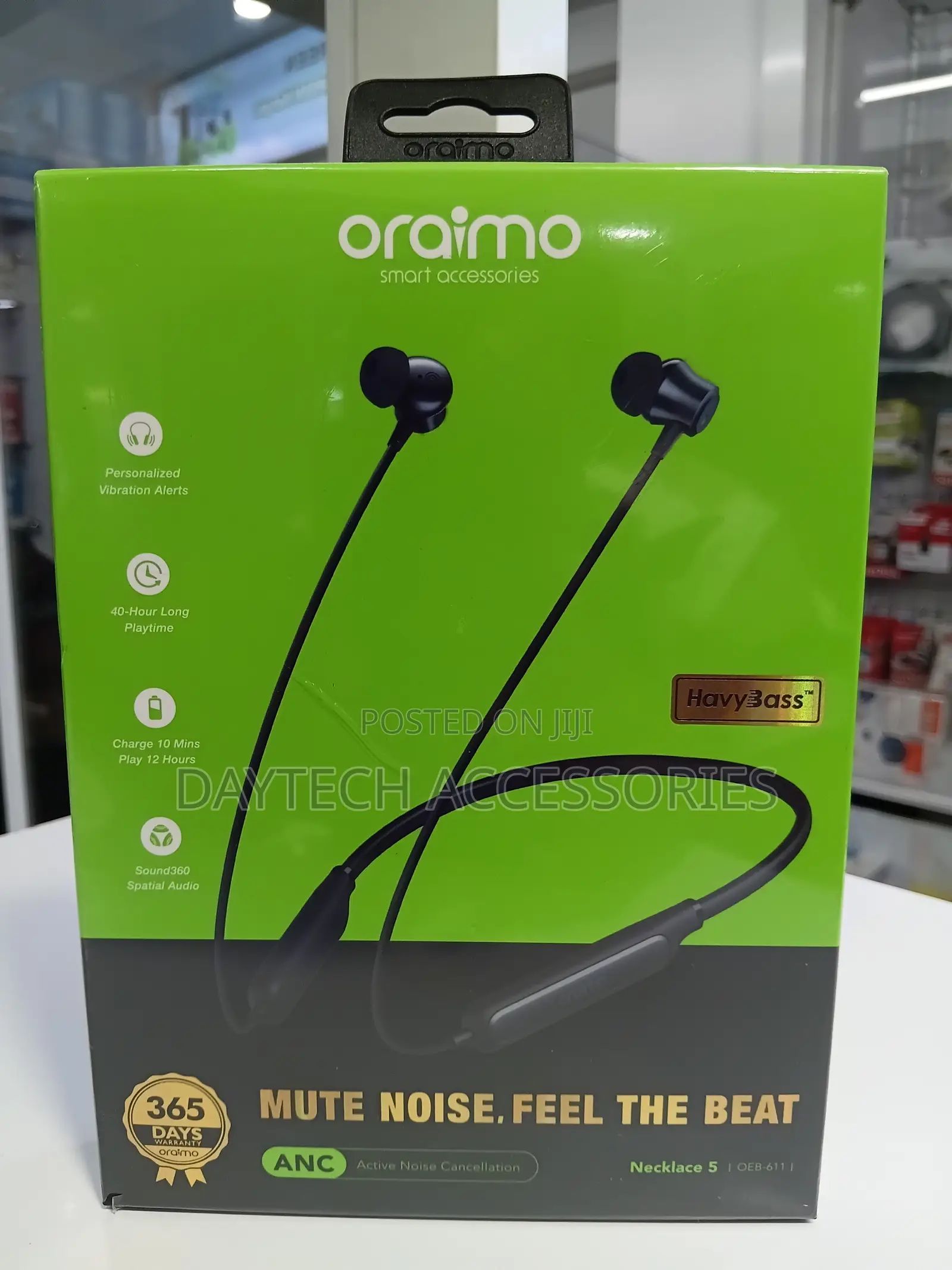 Oraimo Necklace 5 30dB Noise Cancellation Call Vibration Earphones