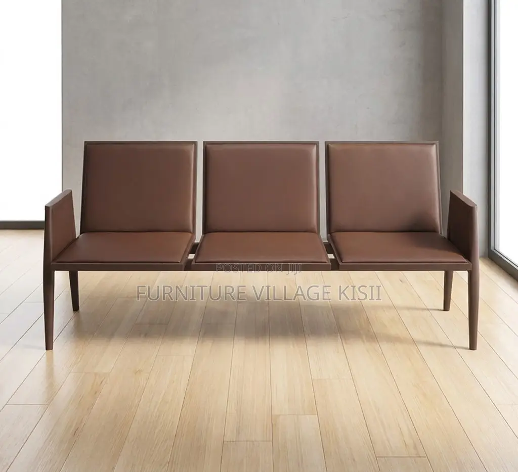 Office Bench: 3 -Seater Leather Waiting Bench
