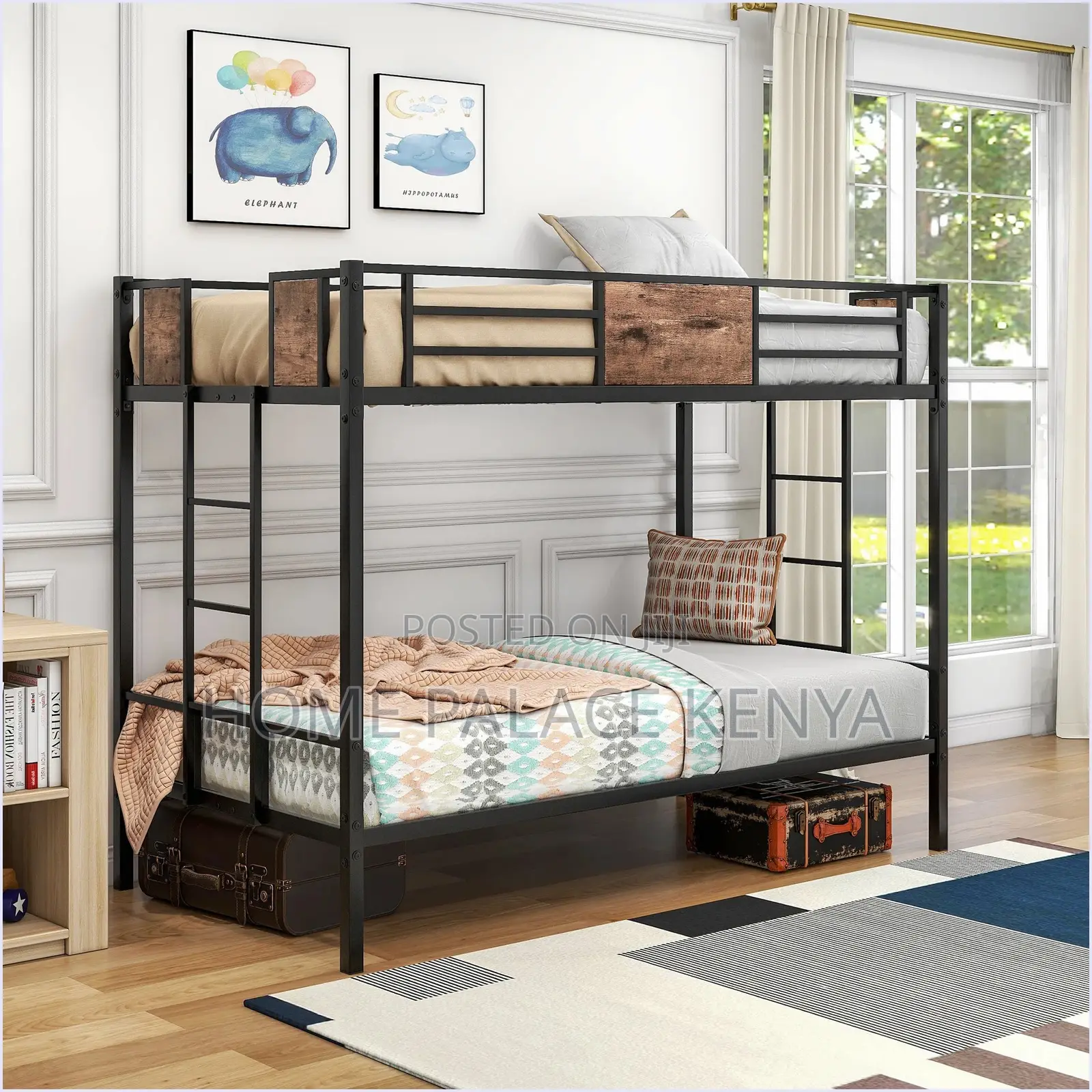 Bunk Bed; Sturdy Steel Kids Bunk Bed With Safe Sleeping Design