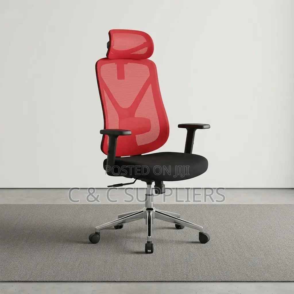 Ergonomic Red Mesh High Back Chair.