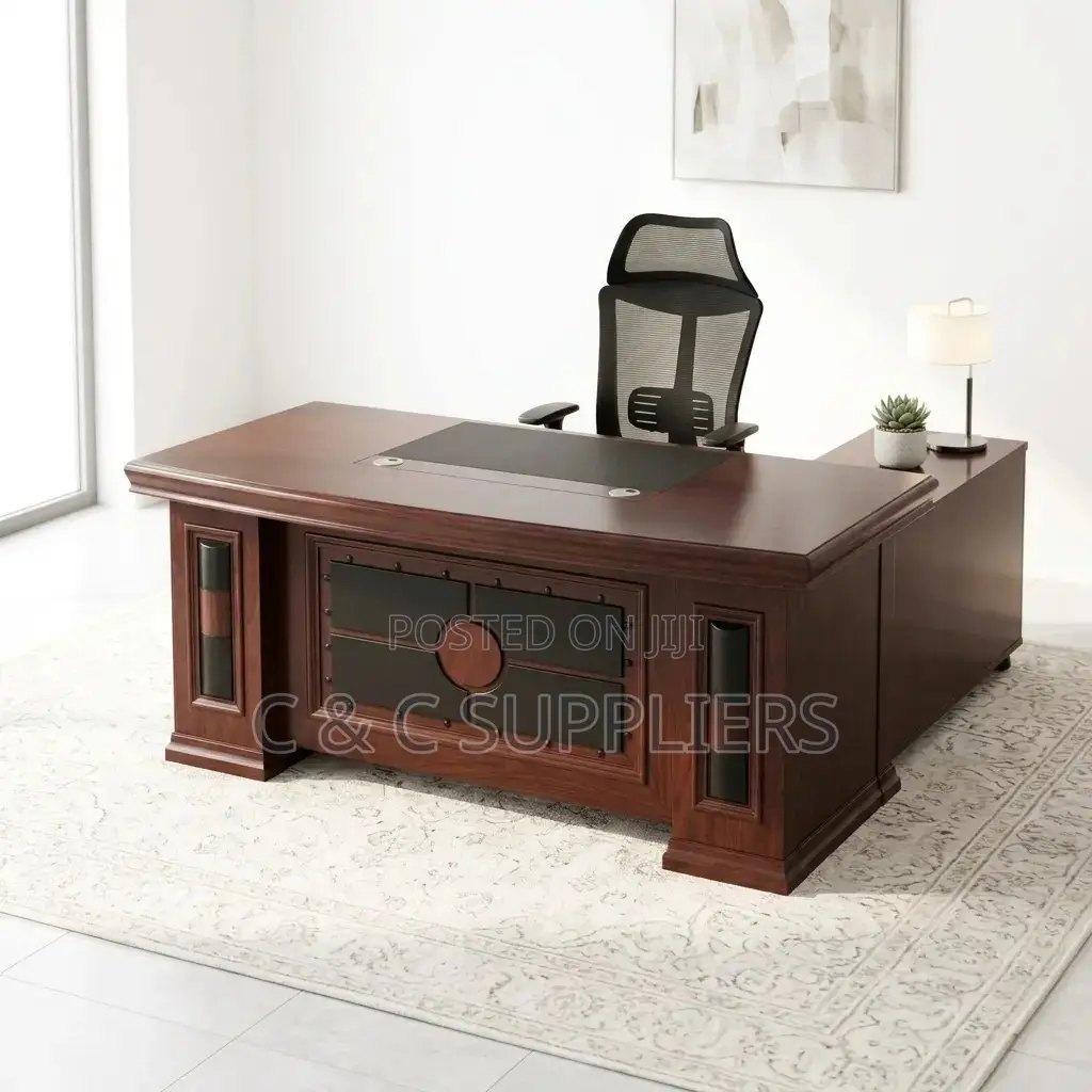 Executive L-Shaped Mahogany Table-160cm