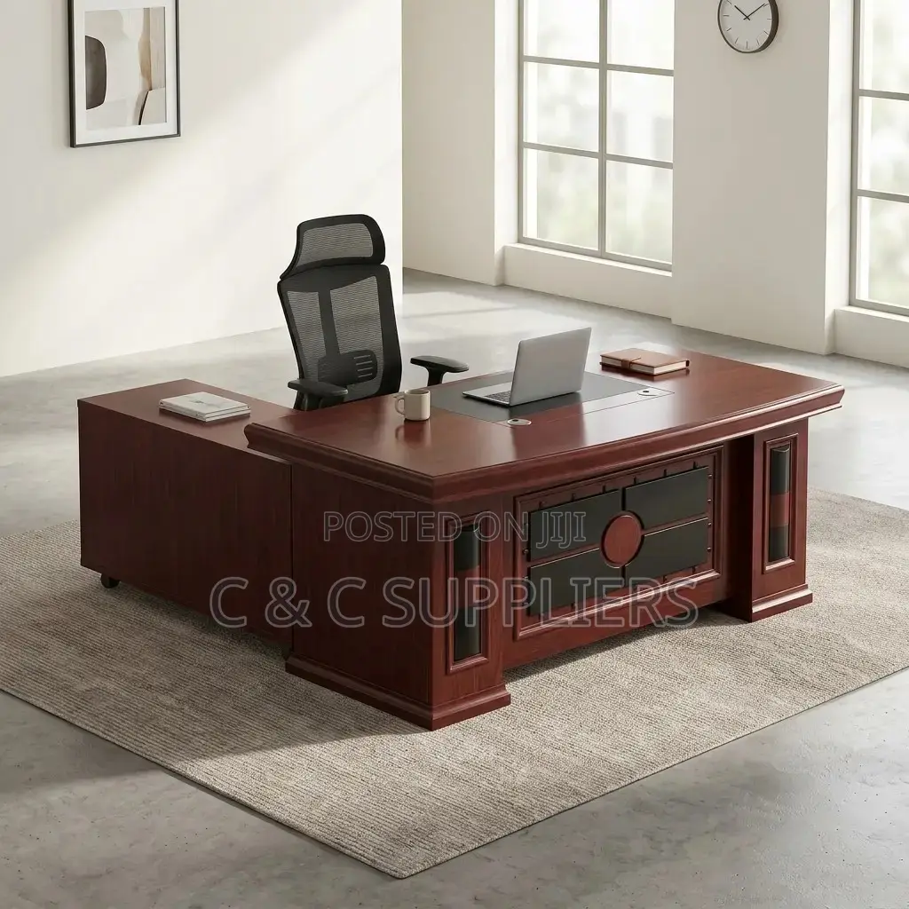 Executive L-Shaped Mahogany Table-160cm