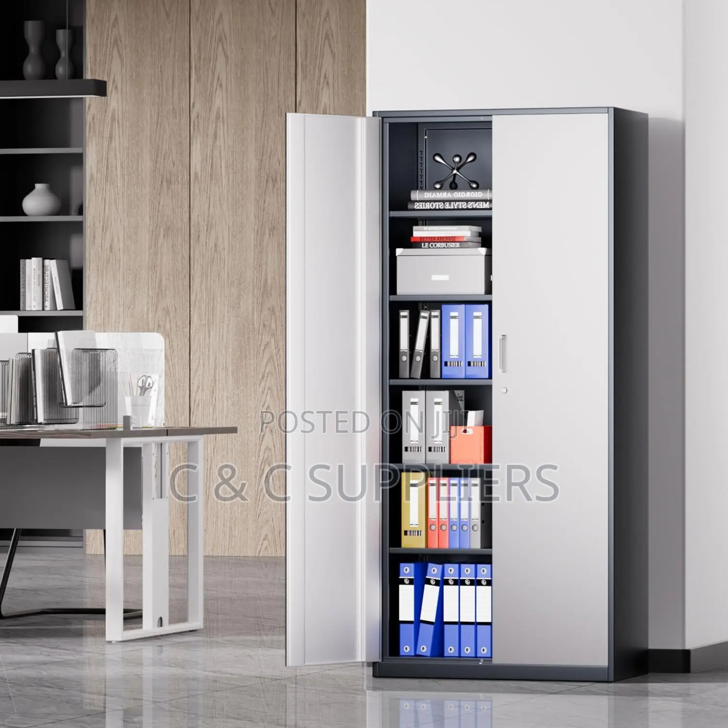 2-Door Metallic Gray File Cabinet