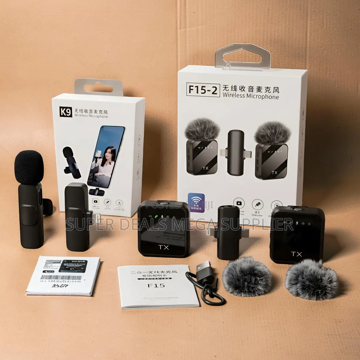 ,F15-2 Wireless Lavalier Microphone 2TX Receiver for iPhone