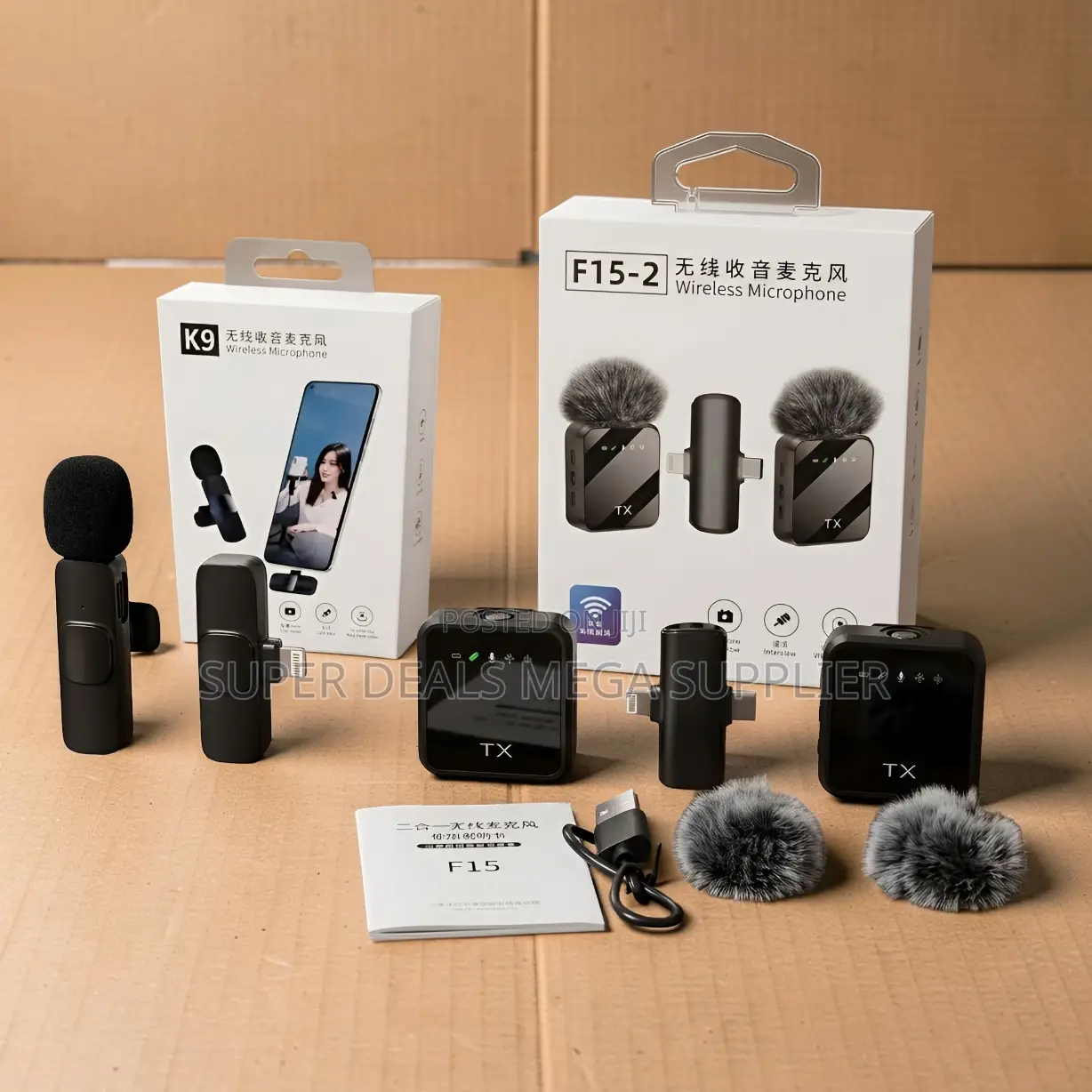 ,F15-2 Wireless Microphone 2TX Clip-on Mic for Phone Vlogging