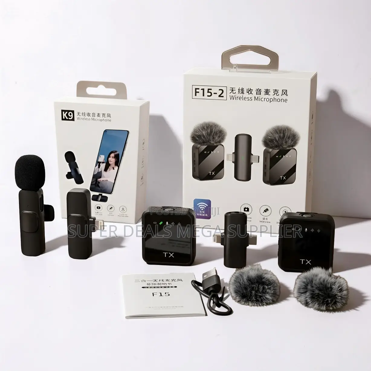 ,F15-2 Wireless Lavalier Mic 2TX Noise Reduction for Video