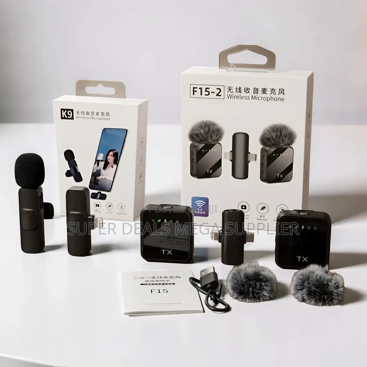 ,F15-2 Wireless Lavalier Mic 2TX Noise Reduction for Video