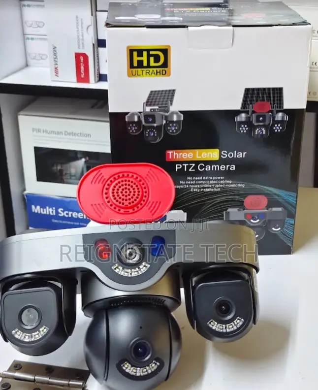 V380 4G Triple Lens Simcard Solar Camera With Siren 6MP