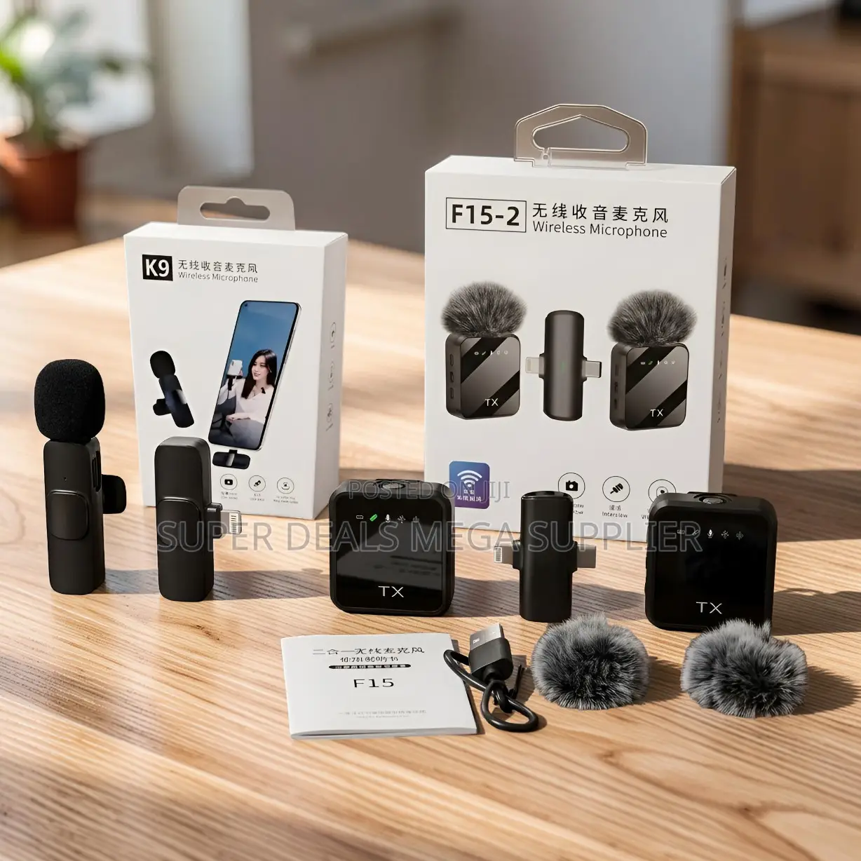 ,F15-2 Wireless Lavalier Microphone 2TX for Live Streaming