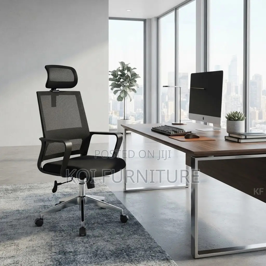 Office Chairs; Headrest Black Ergonomic Office Chair