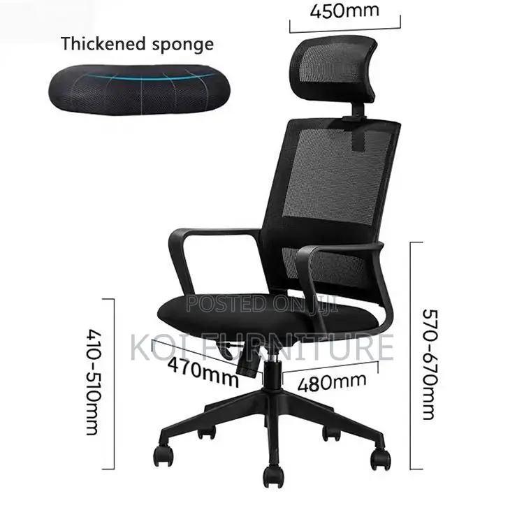 Office Chairs; Headrest Black Ergonomic Office Chair