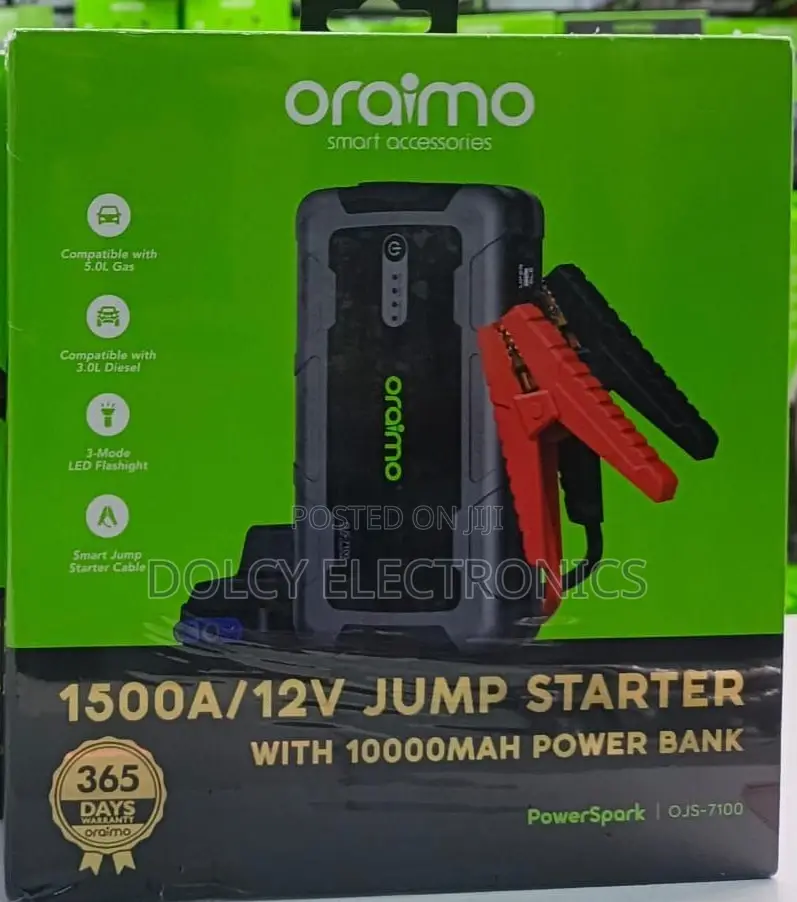 Oraimo Power Spark 1500A 12V Car Jump Starter With 10000 mAh