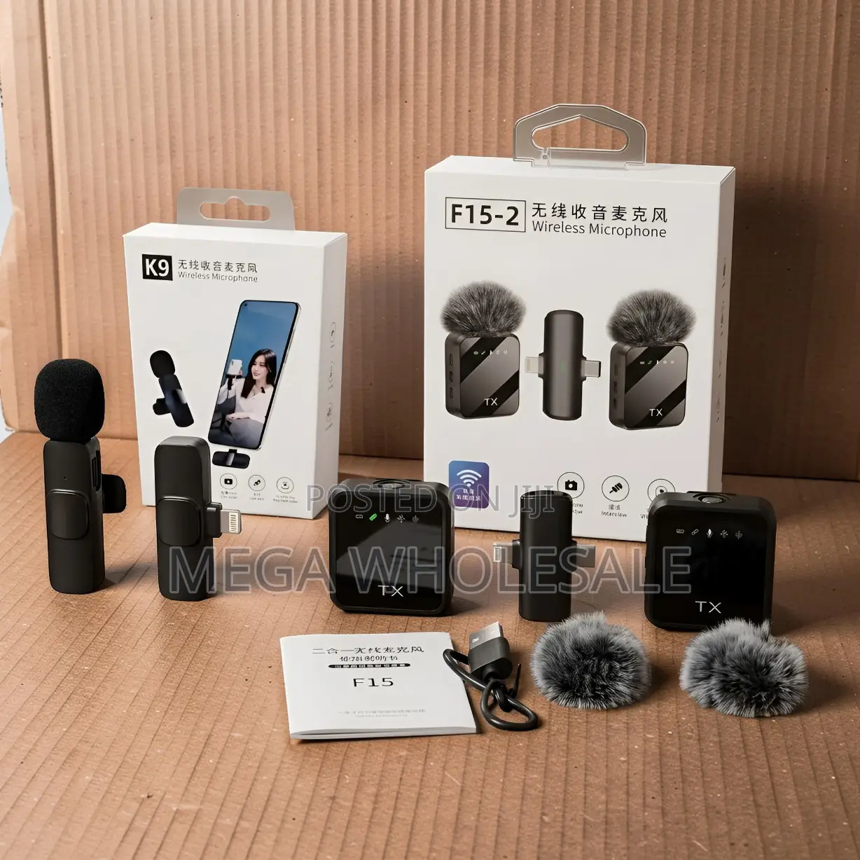 ,F15-2 Wireless Microphone 2TX Noise Reduction for Phone Video