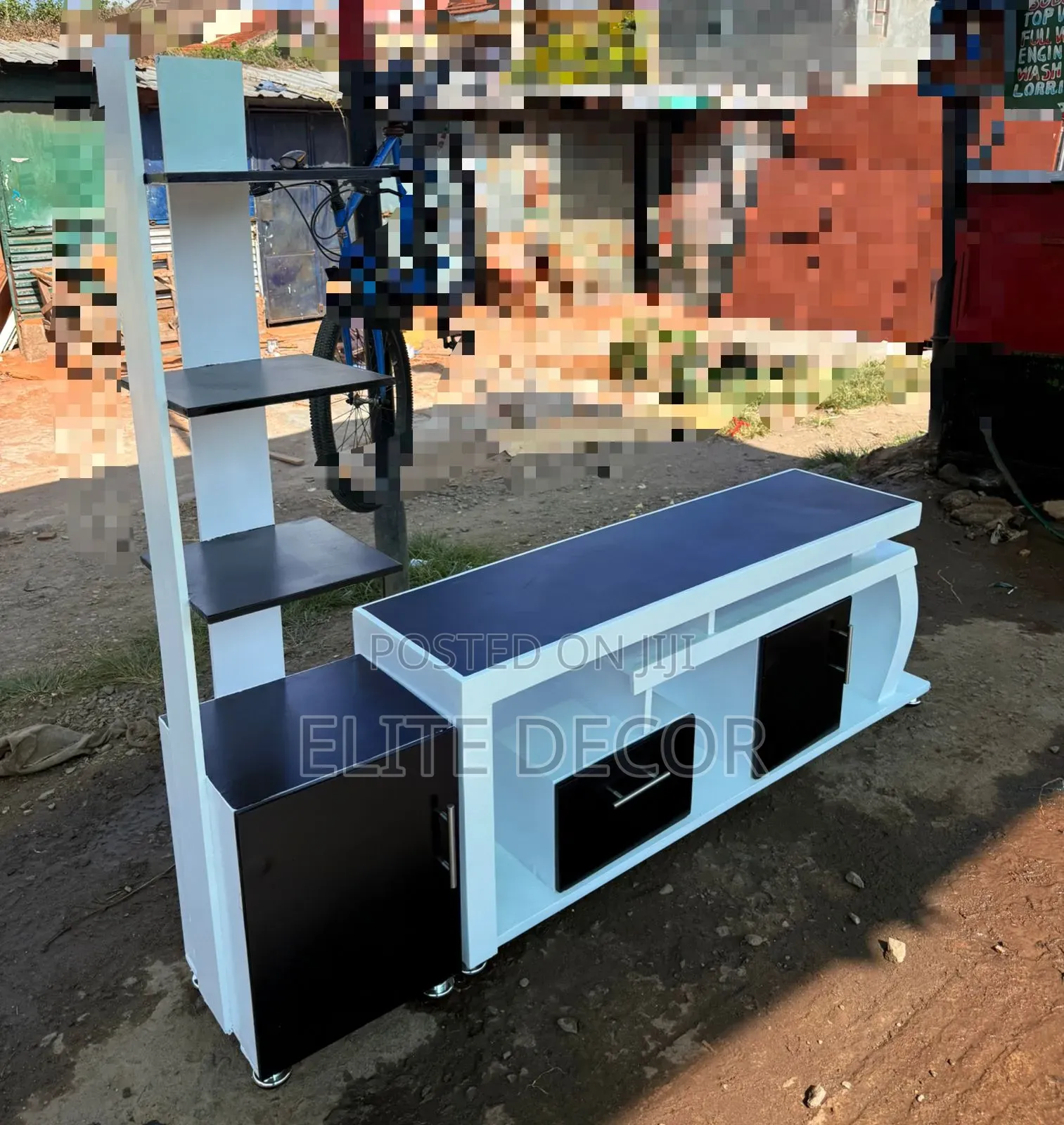 Modern TV Stand With Flower Stand Shelf – Stylish Wooden