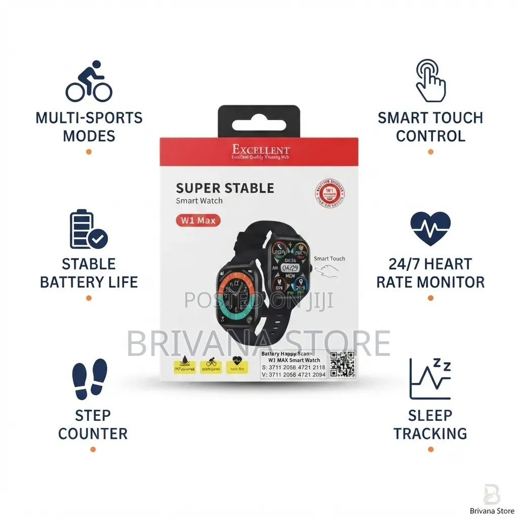 W1 Max Smart Watch – Bluetooth Calls, Fitness Tracker Smart Features