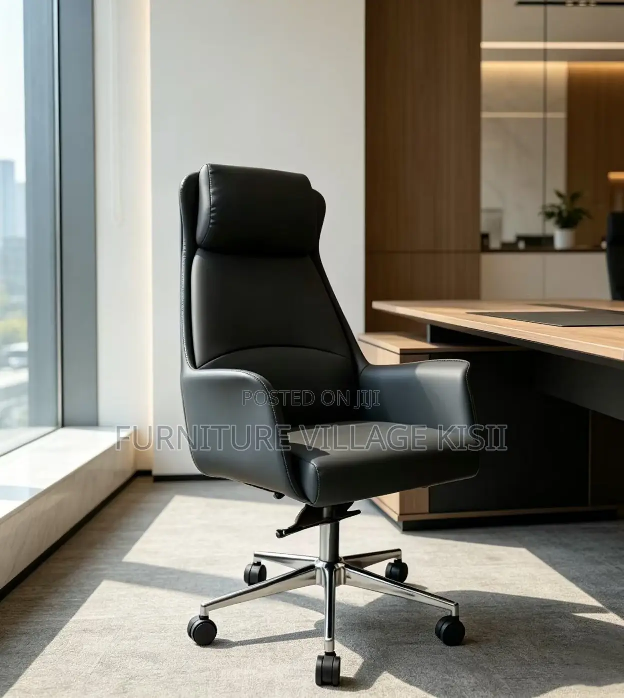 Office Furniture: Leather High Back Office Chair