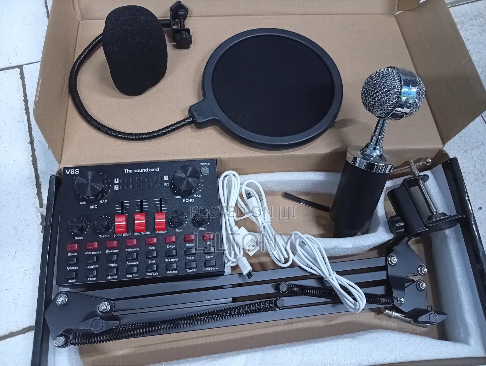 Condenser Microphone, Soundcard Set V8s New