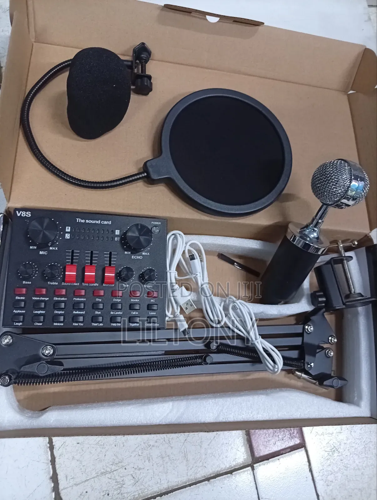 Condenser Microphone, Soundcard Set V8s New