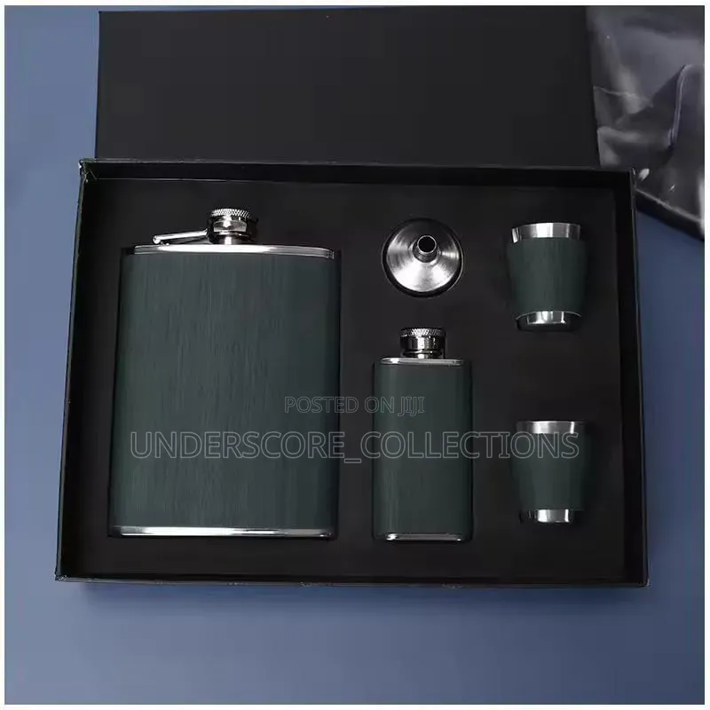 Green Leather Whiskey Flask