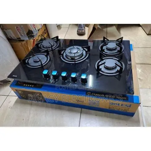 Bolesi Inbuilt 5 Burner Full Gas Tampared Glass Cooker
