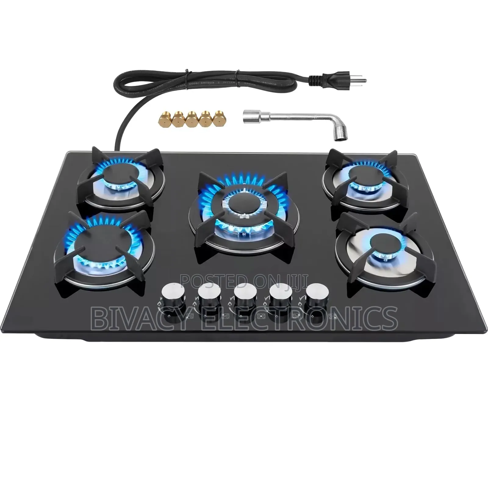 Bolesi Inbuilt 5 Burner Full Gas Tampared Glass Cooker
