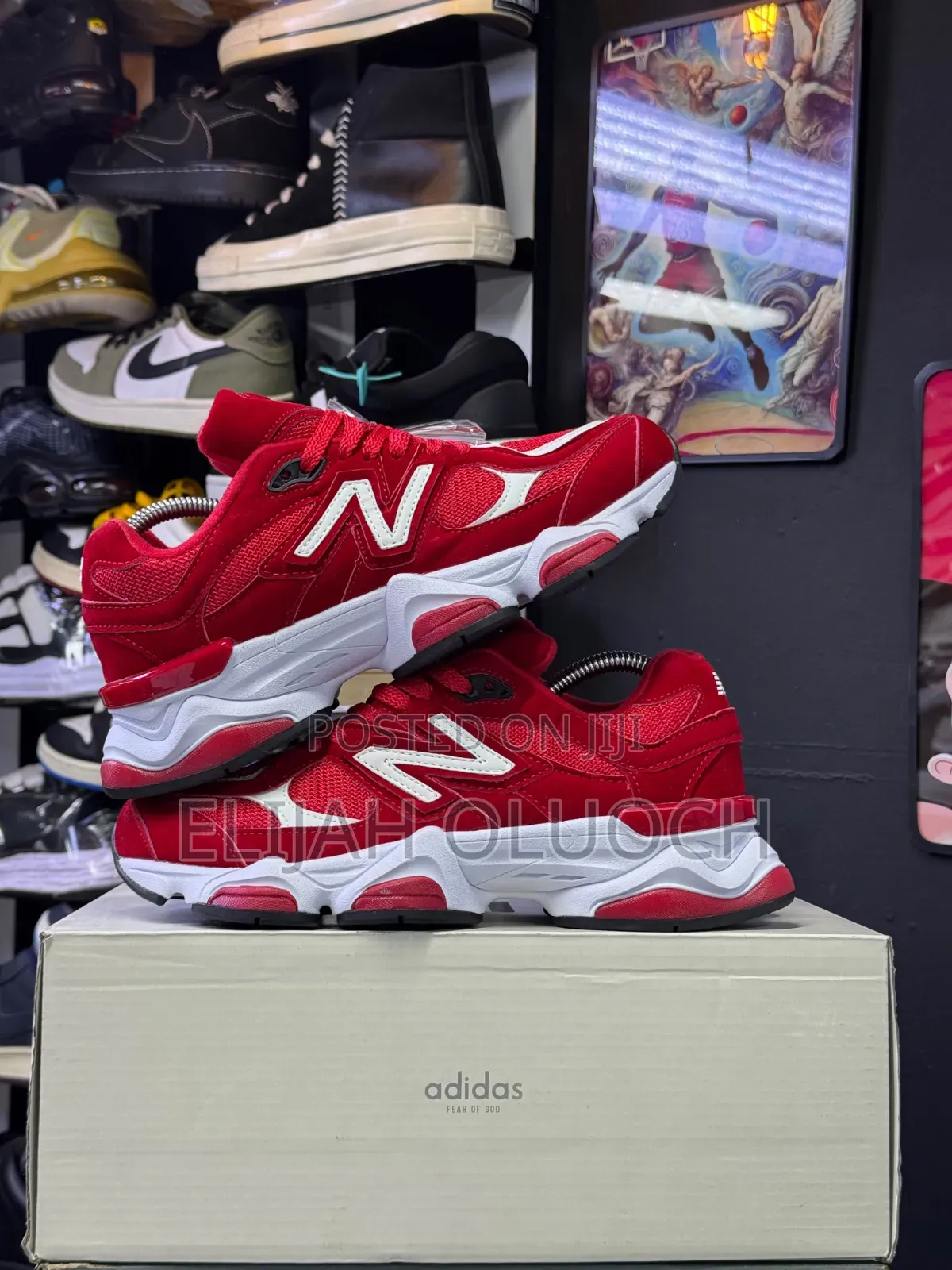 Vibrant Red and White New Balance 9060 Chunky Lifestyle.