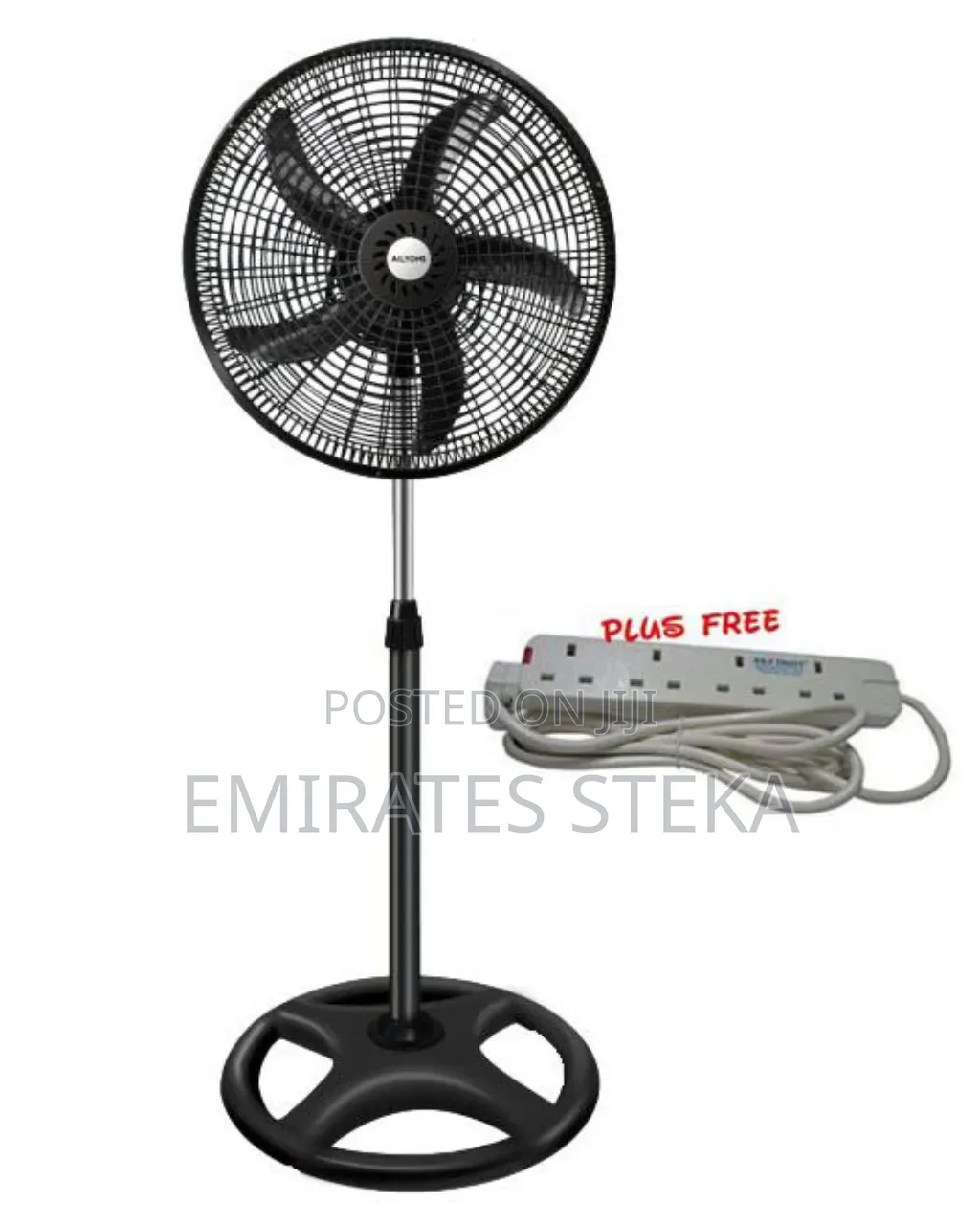 AILYONS Stand Fan - 18 Inch, 3 Speed, Black, 5 Blades With Gifts