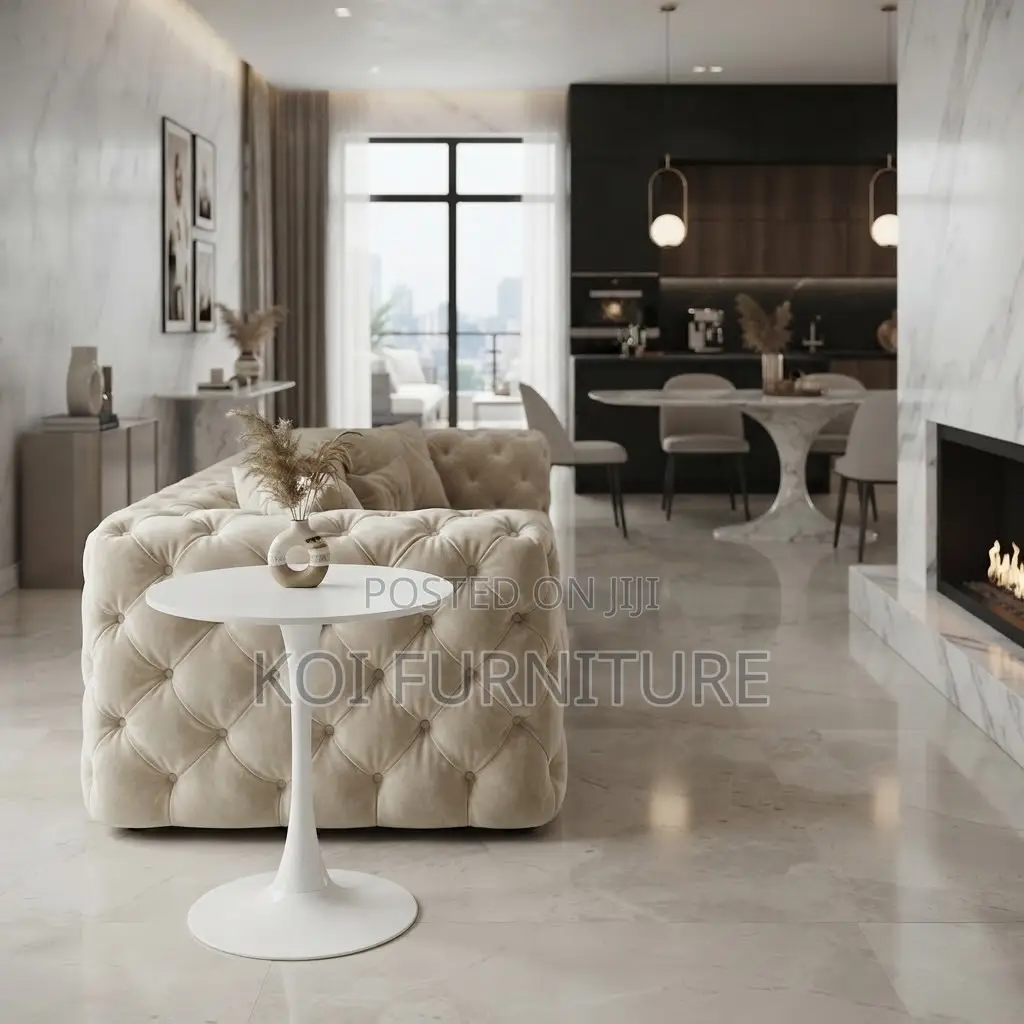 Coffee Table; Round Tulipe Home Office Marble Coffee Table