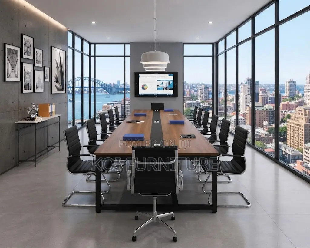 Boardroom Table; 240CM Brown-Top Boardroom Table With Electric Cable