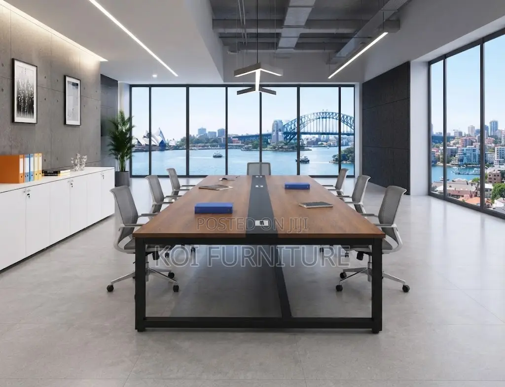 Boardroom Table; 240CM Brown-Top Boardroom Table With Electric Cable