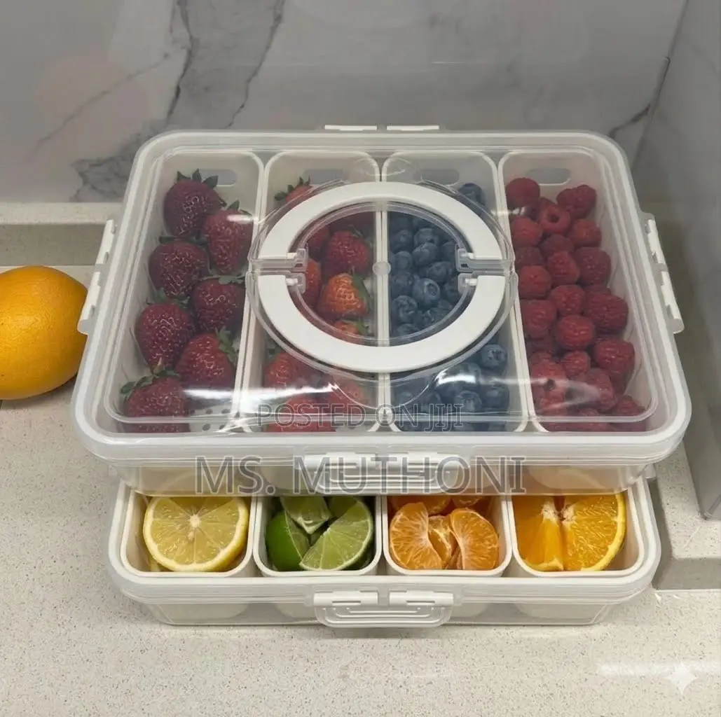 Stackable 4-Compartment Divided Fruit and Snack Storage Box