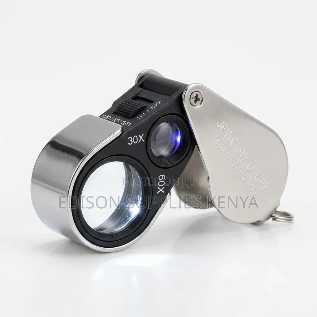 30X 60X Foldable Pocket Jewelry Loupe Magnifier With LED UV Light