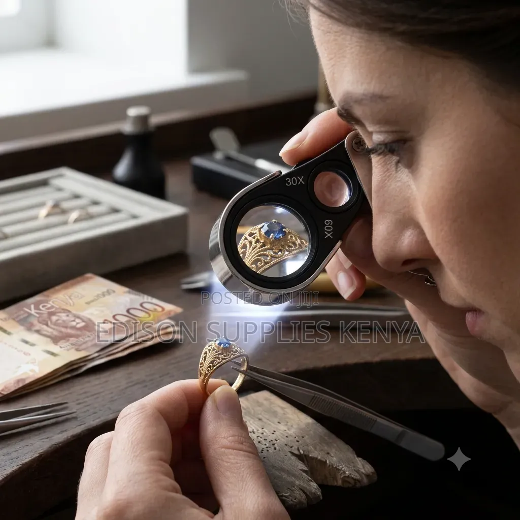 30X 60X Foldable Pocket Jewelry Loupe Magnifier With LED UV Light