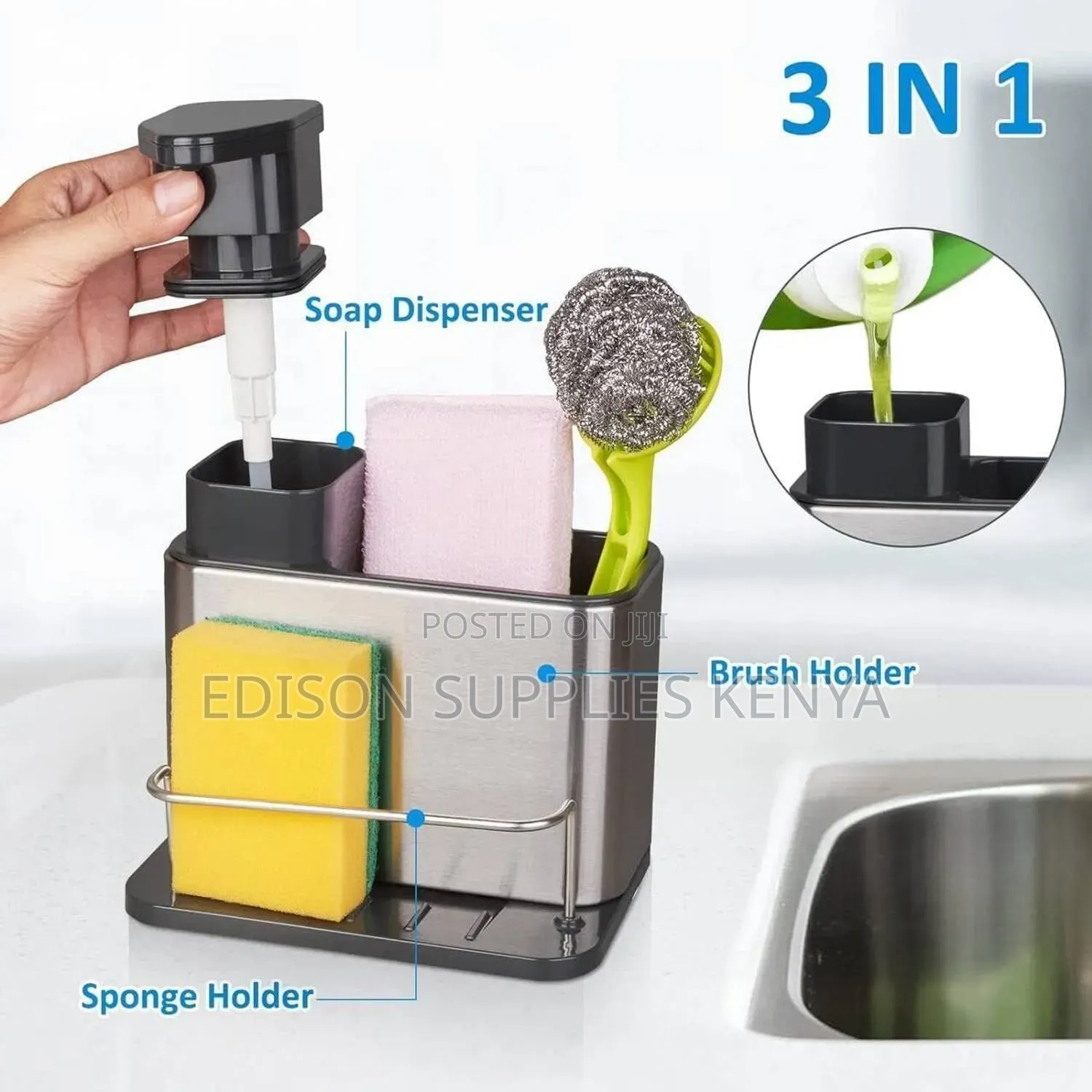 Kitchen Sink Organizer With Soap Dispenser Stainless Steel Sink Caddy