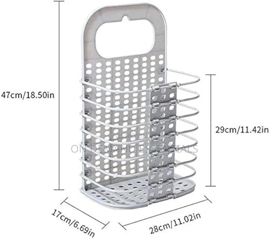 Gray or White Hard Plastic Wall Mounted Foldable Laundry Basket