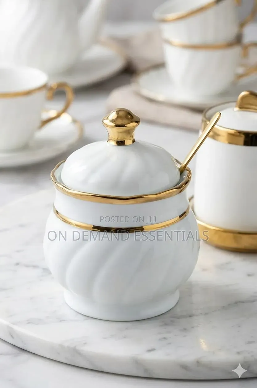 Fancy Blue and Gold Sugar Pot