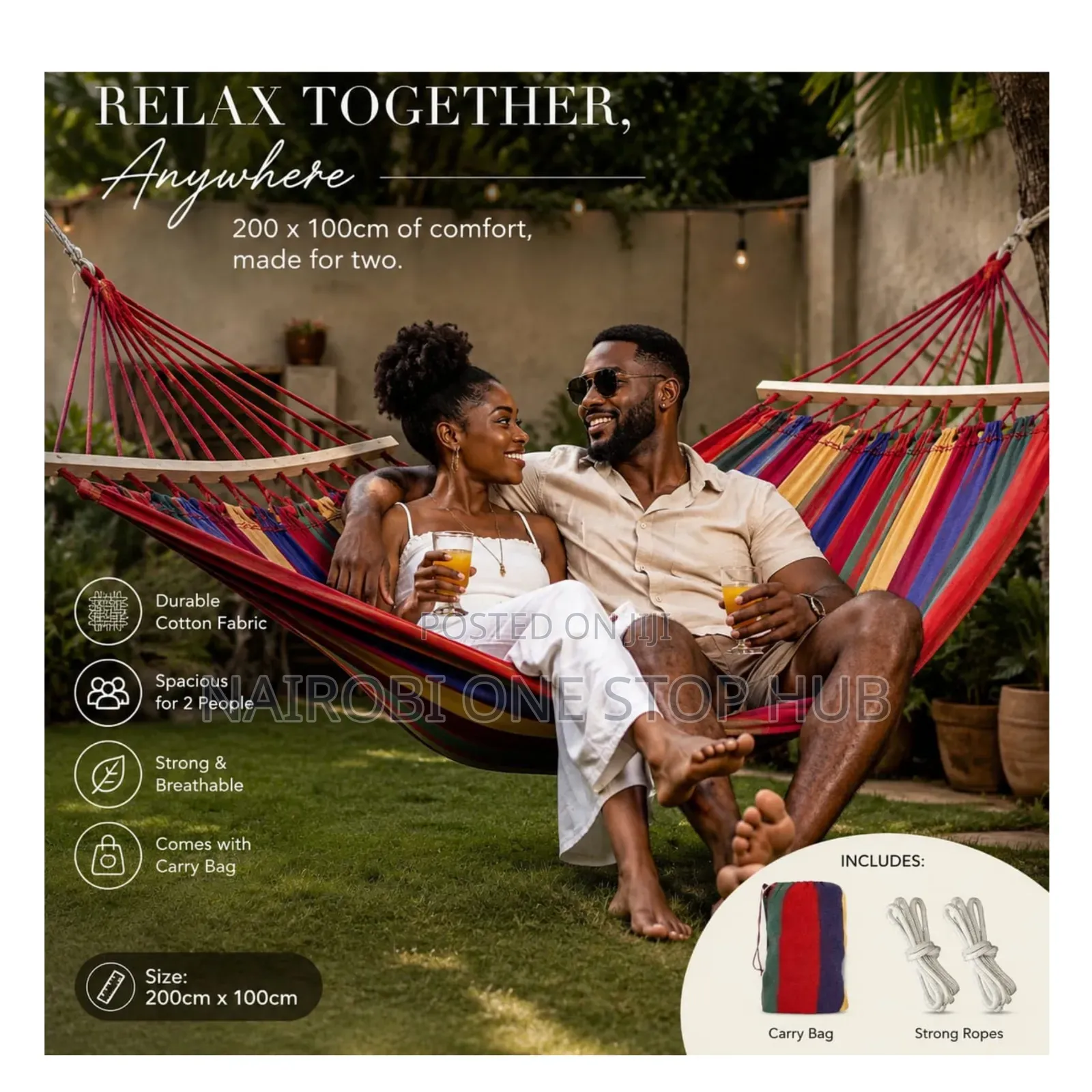 Striped Outdoor Heavy Load-Bearing Hammock