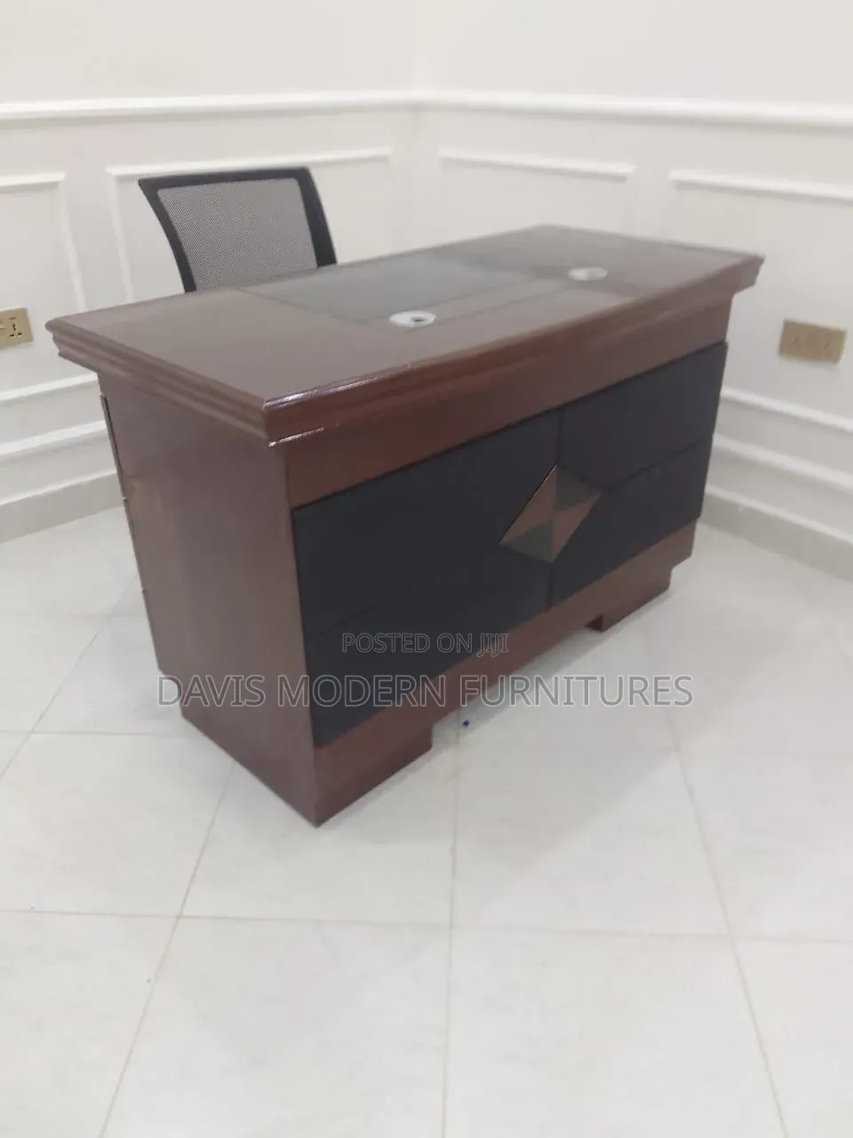 Wooden Office Desk With Glass Top
