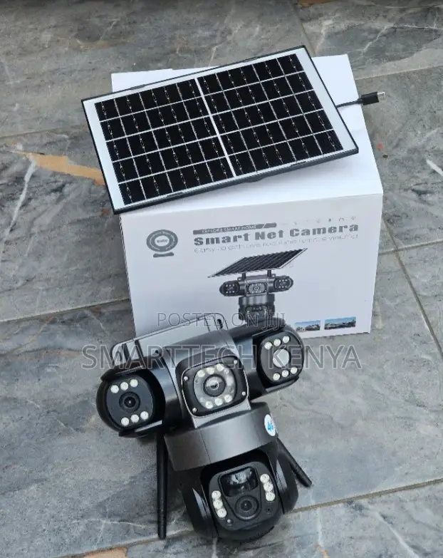 4g Triple Lens Solar CCTV Camera 360 Degrees 12mp Full Hd