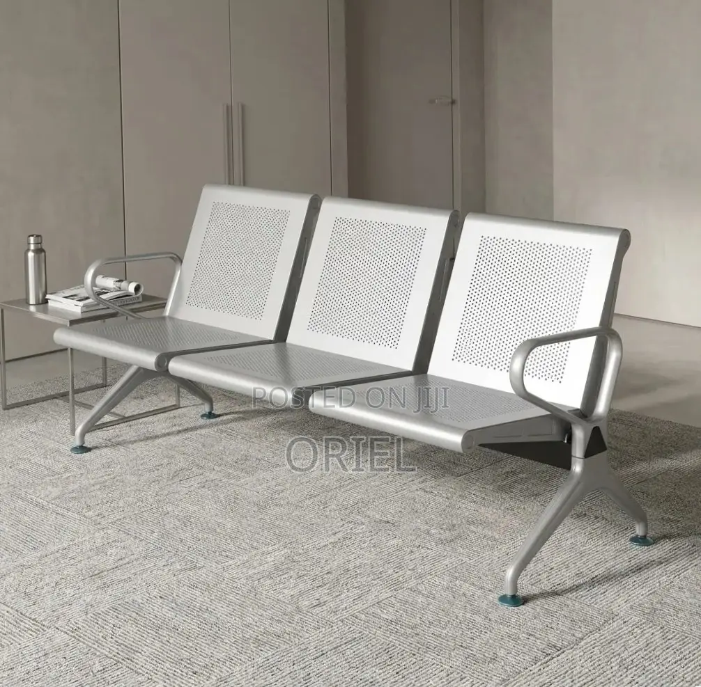 Office Bench : Heavy Duty Office Waiting 3-Seater Steel Bench