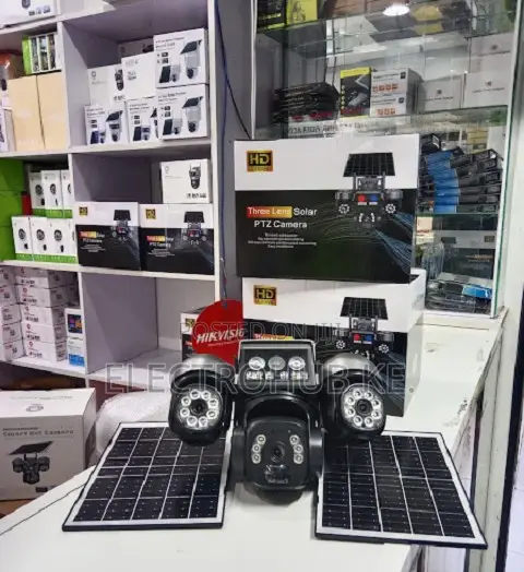 V380Pro Tripple Lens Smart Outdoor Camera With Double Solar Power