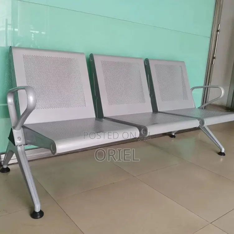 Office Bench : Heavy Duty Office Waiting 3-Seater Steel Bench