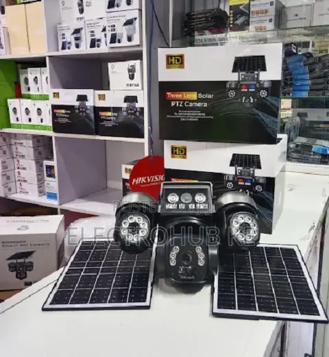V380Pro Tripple Lens Dual Solar Panel Surveillance PTZ Camera
