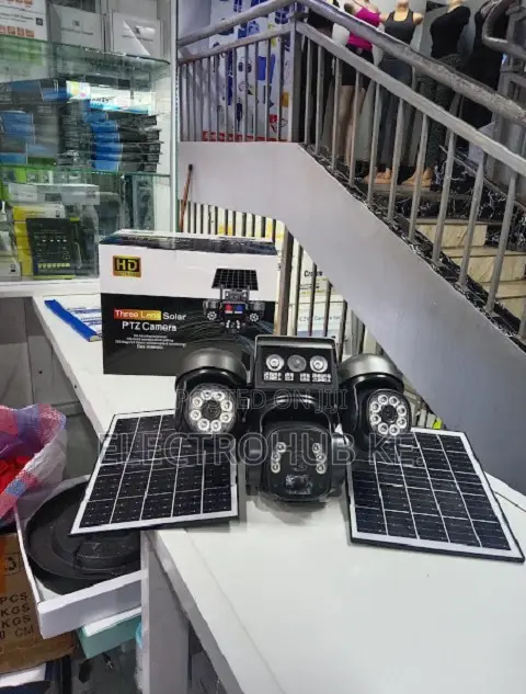 V380Pro Tripple Lens Outdoor Security Camera With Twin Solar Panels