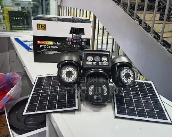 V380Pro Tripple Lens Multi View Outdoor CCTV With Dual Solar