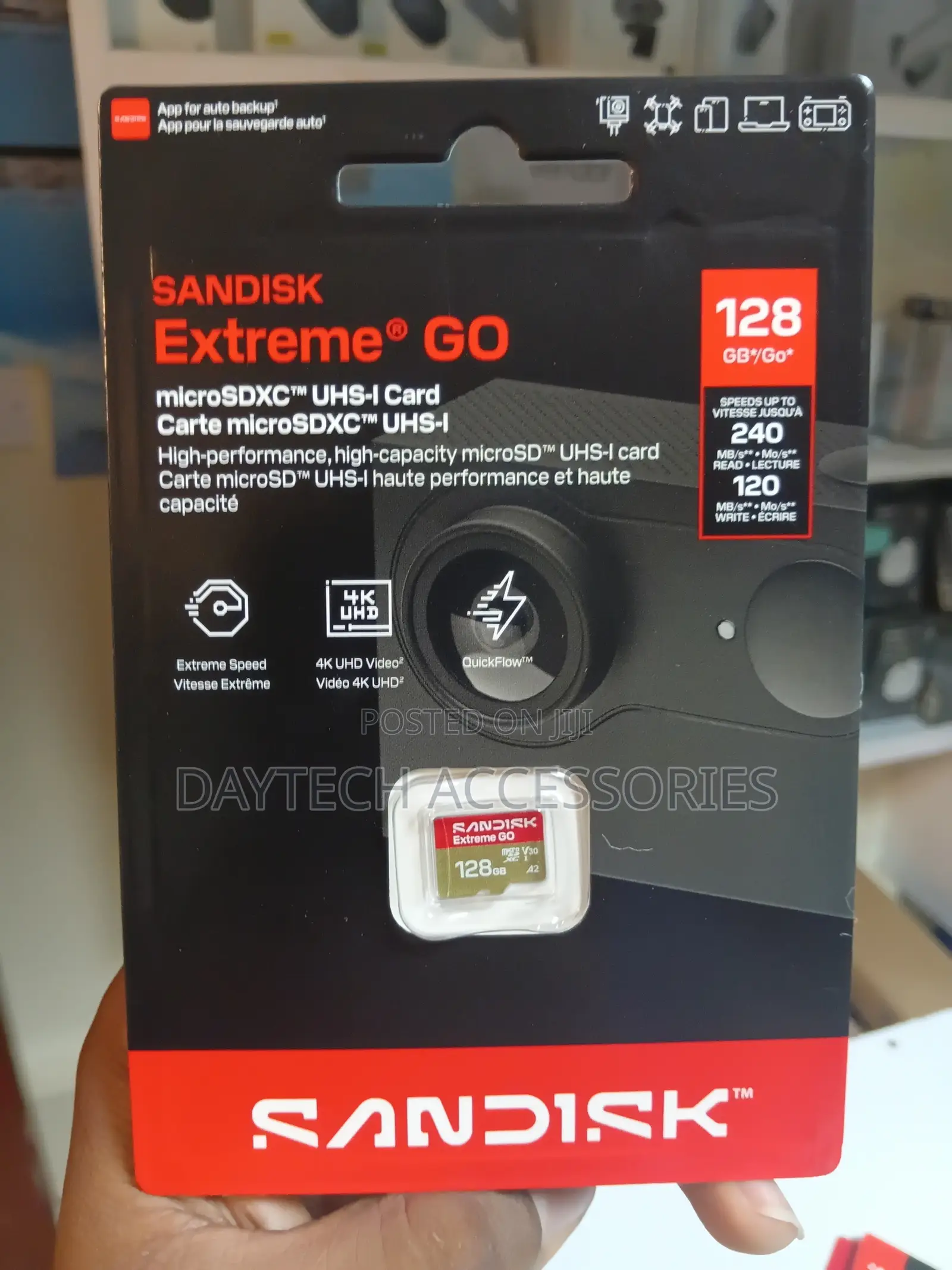 SanDisk Extreme Go 128GB microSD Card Fast Read Speeds Up to 240mb/S